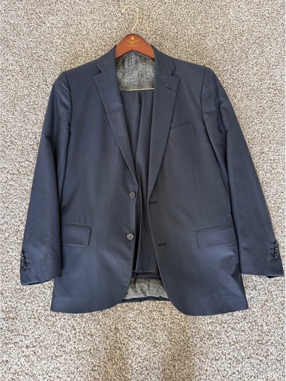 Custom blue stripped two piece suit